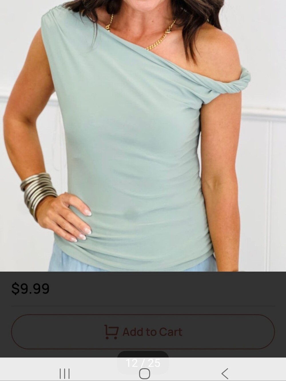 One-Shoulder Sage Green Women's Tank Top